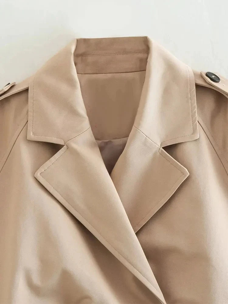 Belted Cropped Trench Spring Jacket Women